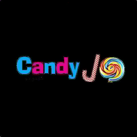 Colorful word Candy with decorative candy-shaped letters including a red and white striped candy cane and a swirled lollipop